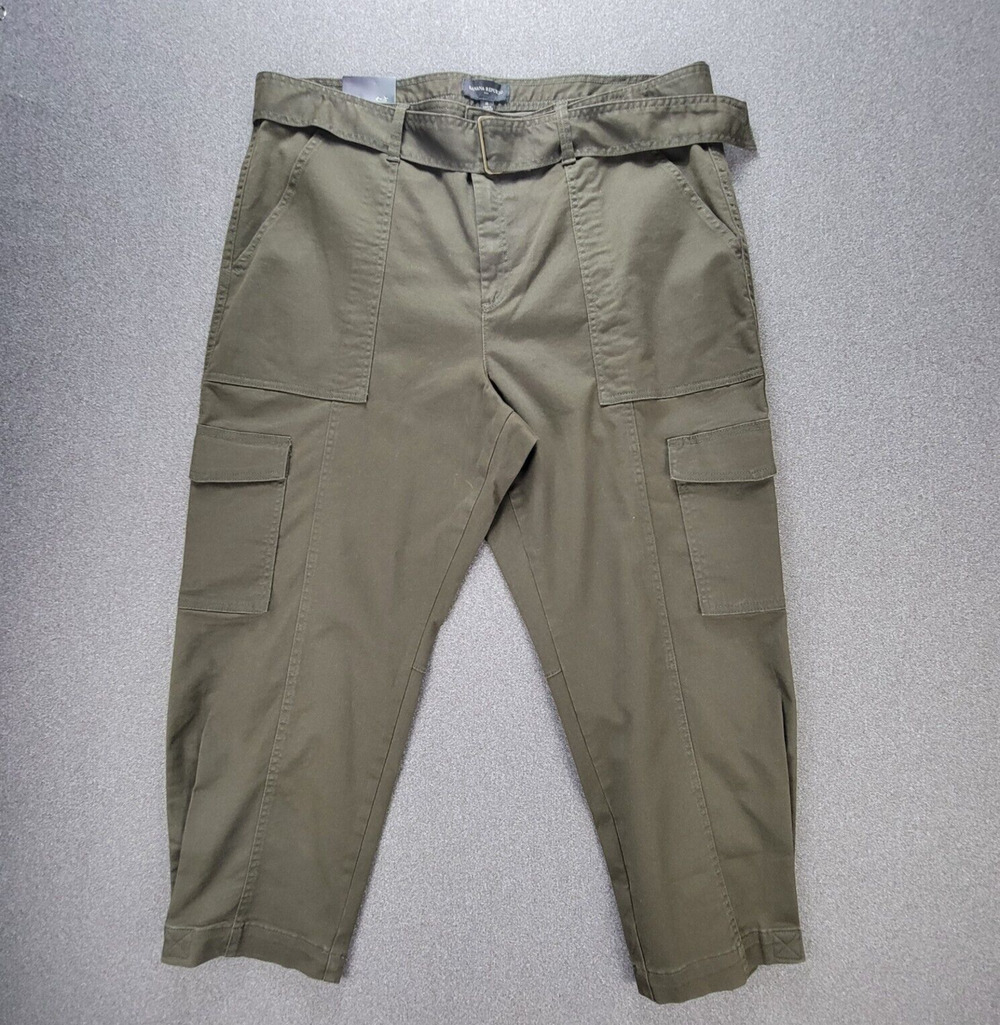 Banana Republic Size 18 Olive Belted Tapered Utility Cargo Pants